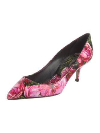Dolce & Gabbana Leather Floral Print Pumps