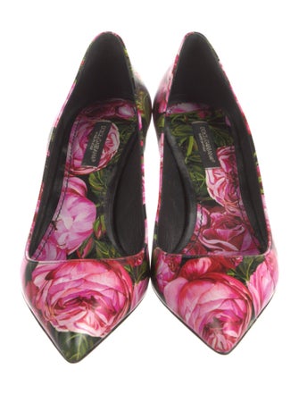 Dolce & Gabbana Leather Floral Print Pumps