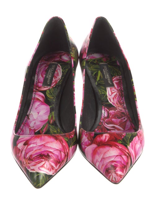 Dolce & Gabbana Leather Floral Print Pumps