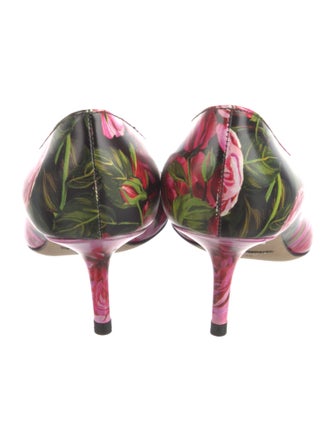 Dolce & Gabbana Leather Floral Print Pumps