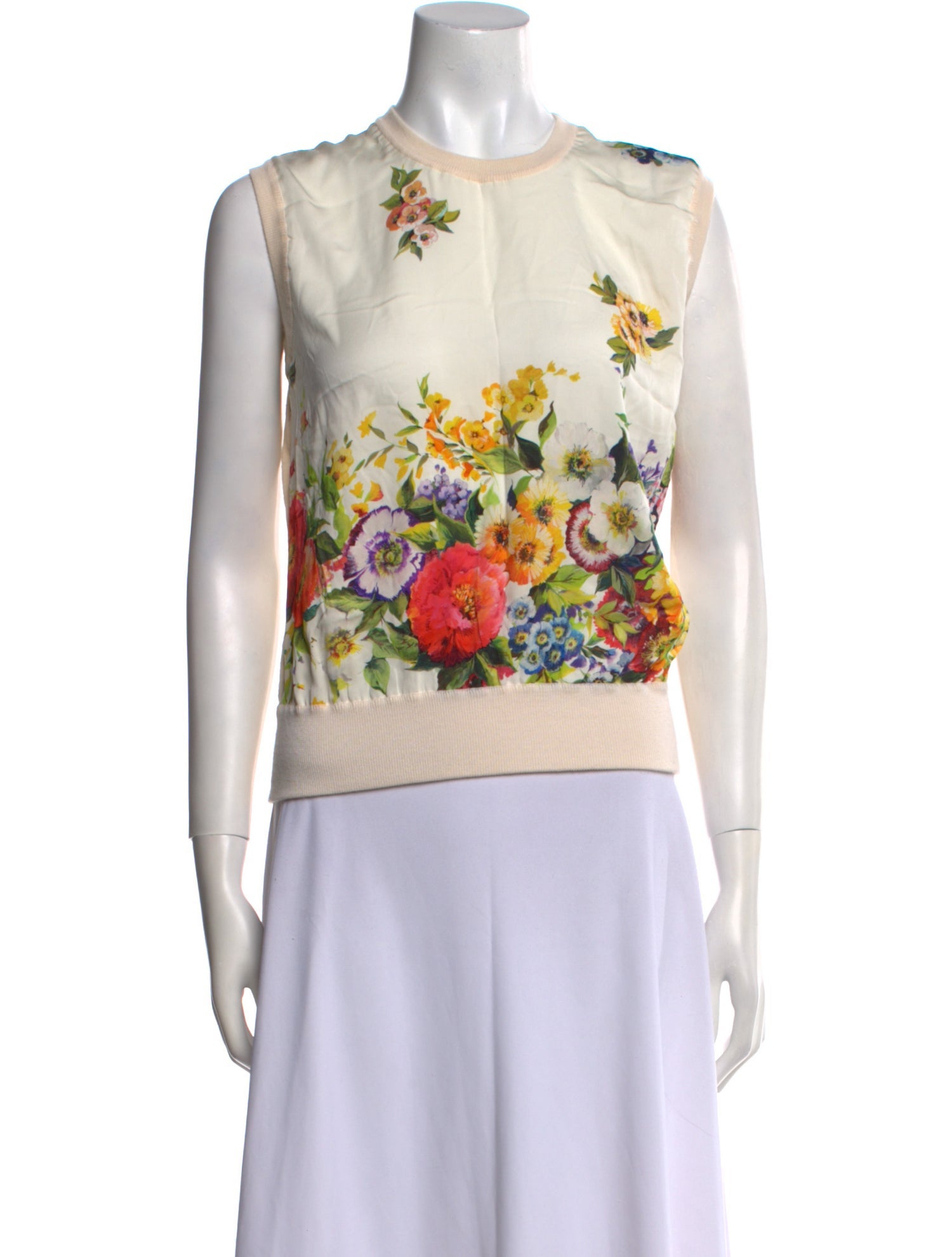 Dolce & Gabbana Cashmere Floral Print Top