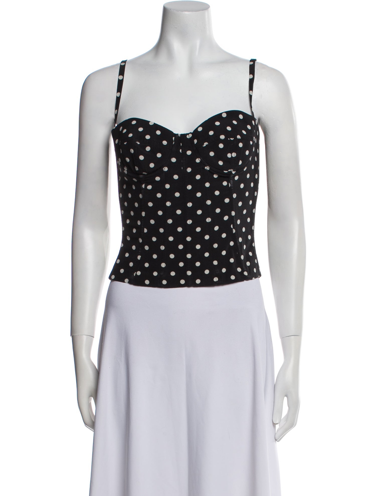 Dolce & Gabbana Silk Polka Dot Print Crop Top