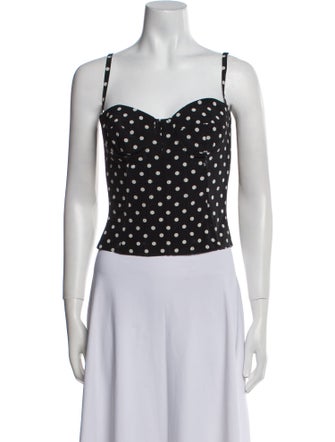Dolce & Gabbana Silk Polka Dot Print Crop Top