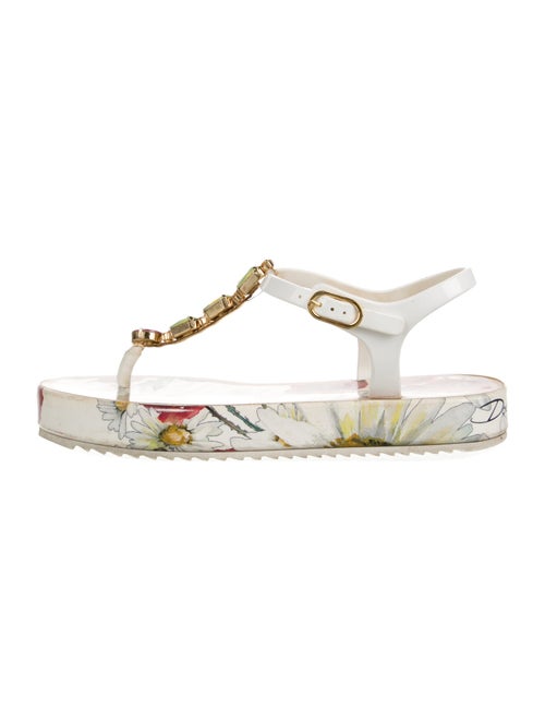 Dolce & Gabbana PVC Floral Print T-Strap Sandals