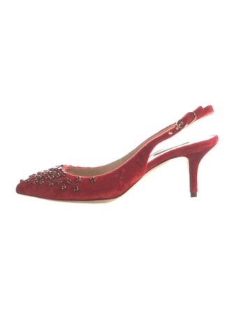 Dolce & Gabbana Velvet Crystal Embellishments Slingback Pumps