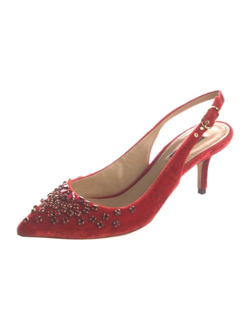 Dolce & Gabbana Velvet Crystal Embellishments Slingback Pumps