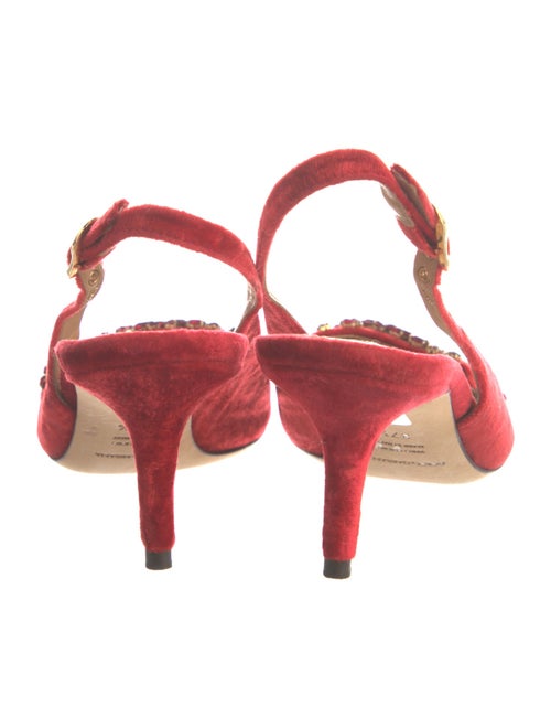 Dolce & Gabbana Velvet Crystal Embellishments Slingback Pumps