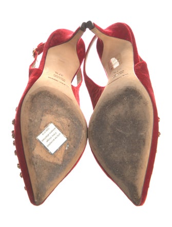 Dolce & Gabbana Velvet Crystal Embellishments Slingback Pumps