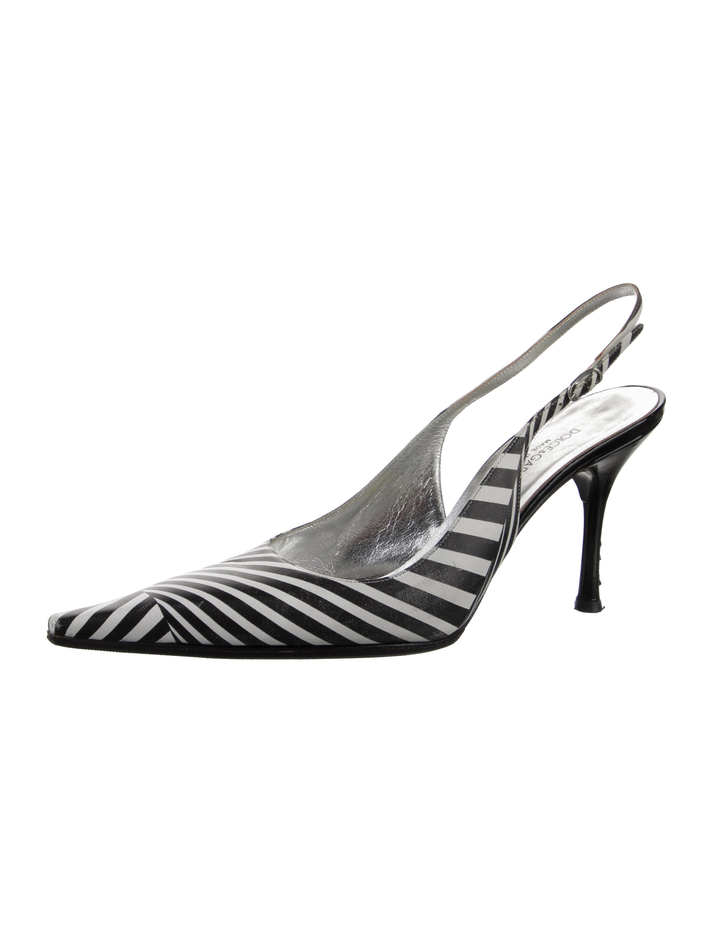 Dolce & Gabbana Leather Printed Slingback Pumps