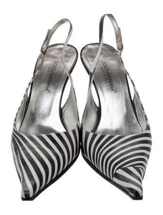 Dolce & Gabbana Leather Printed Slingback Pumps
