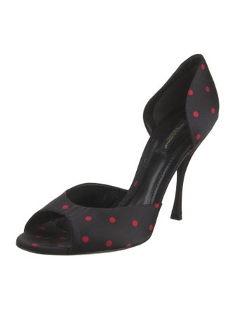 Dolce & Gabbana Satin Polka Dot Print Sandals
