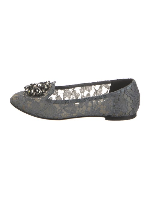 Dolce & Gabbana Lace Crystal Embellishments Flats