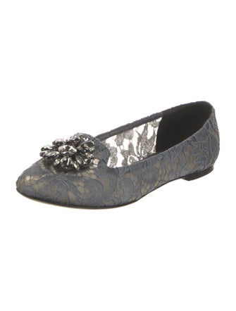Dolce & Gabbana Lace Crystal Embellishments Flats