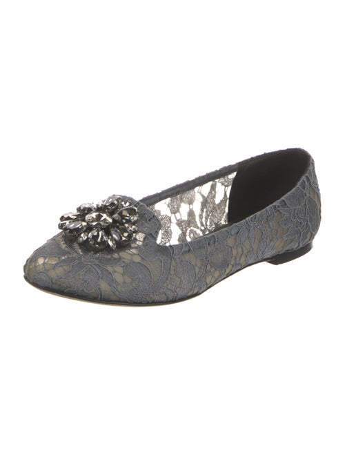 Dolce & Gabbana Lace Crystal Embellishments Flats