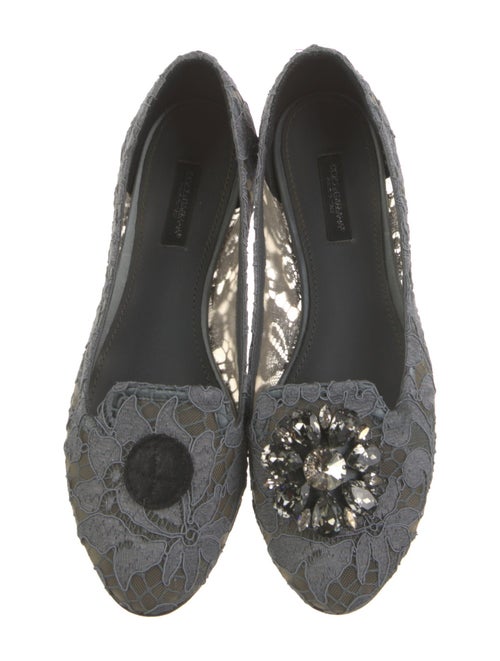 Dolce & Gabbana Lace Crystal Embellishments Flats
