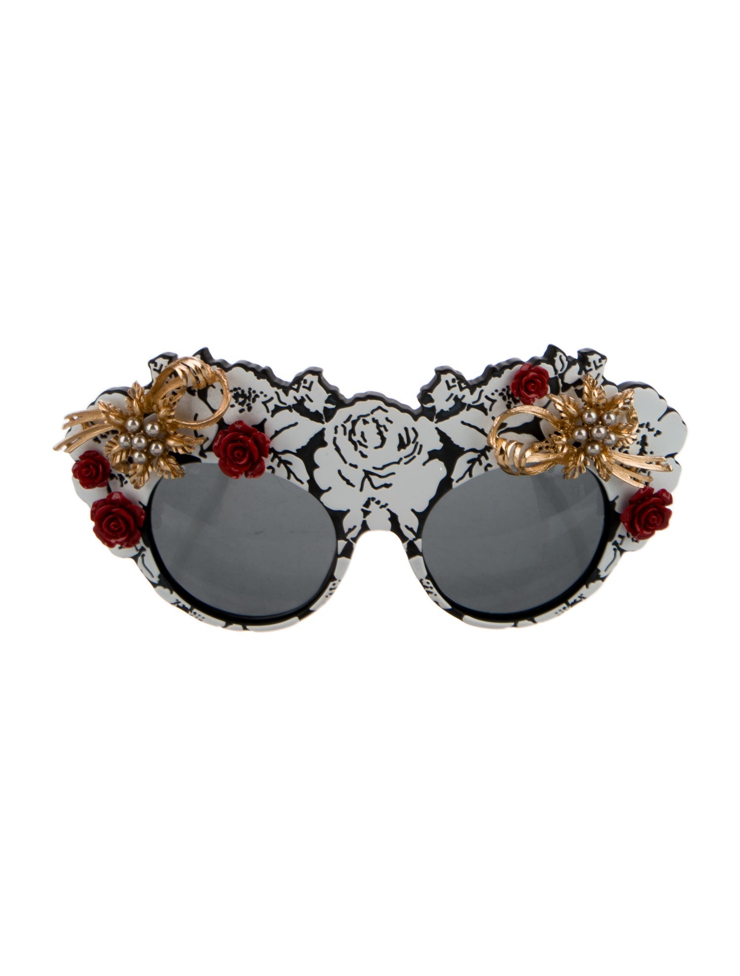 Dolce & Gabbana Mama's Brocade Faux Pearl Accents Sunglasses