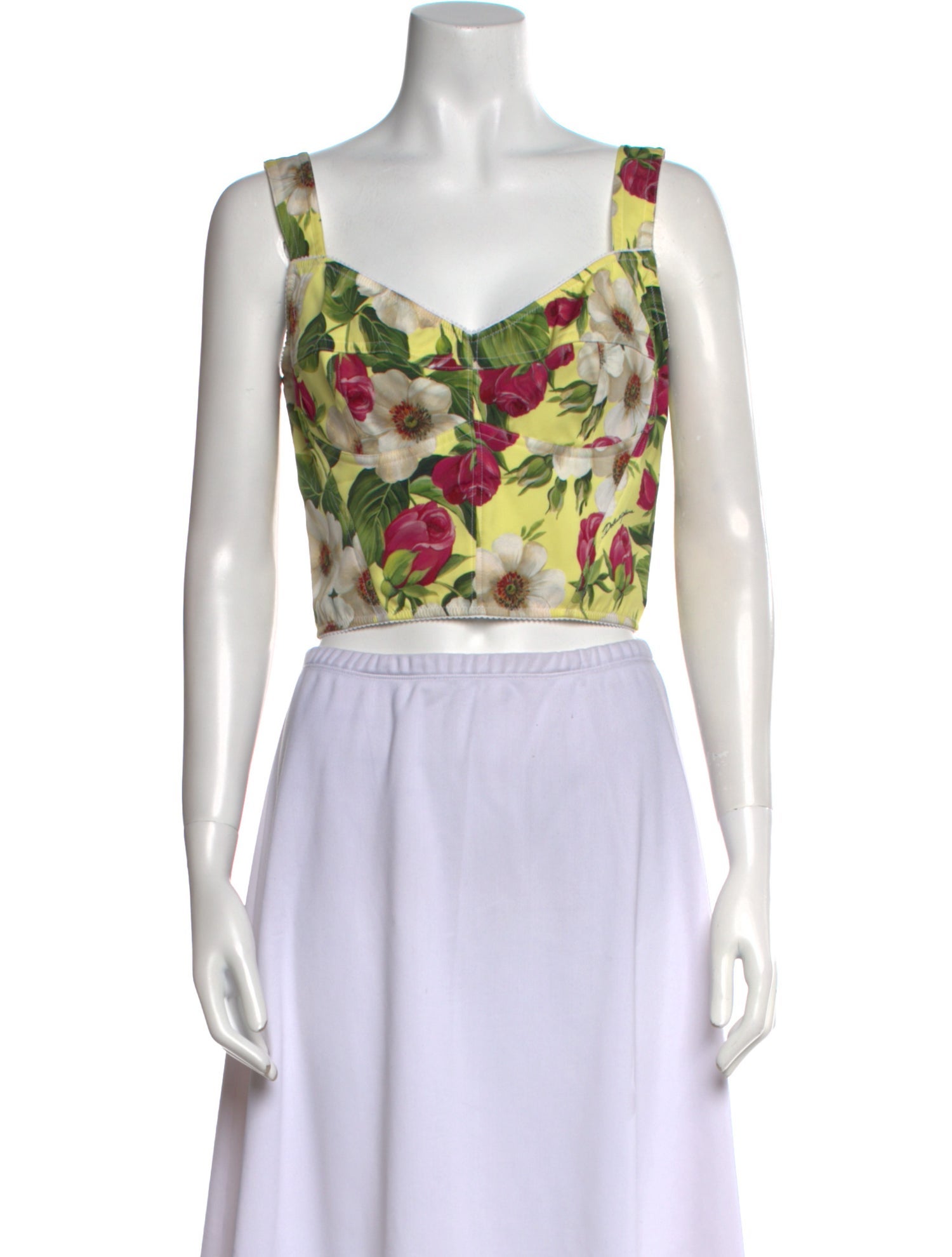 Dolce & Gabbana Silk Floral Print Crop Top
