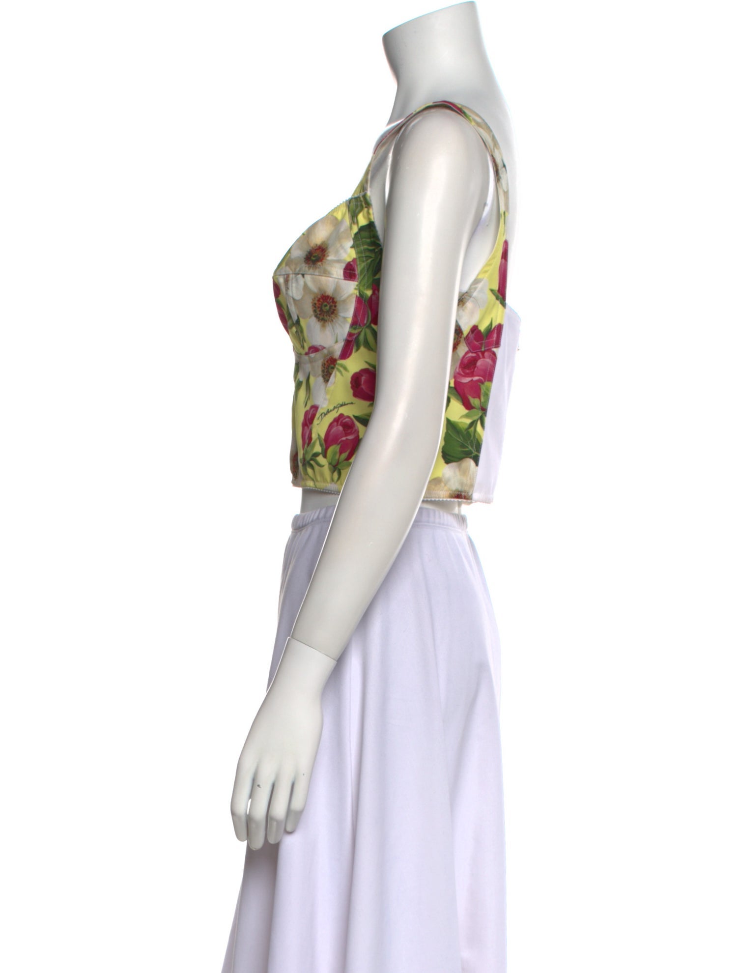 Dolce & Gabbana Silk Floral Print Crop Top