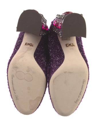 Dolce & Gabbana Tweed Pattern Crystal Embellishments Sock Boots