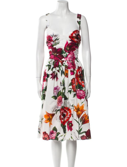 Dolce & Gabbana Floral Print Midi Length Dress