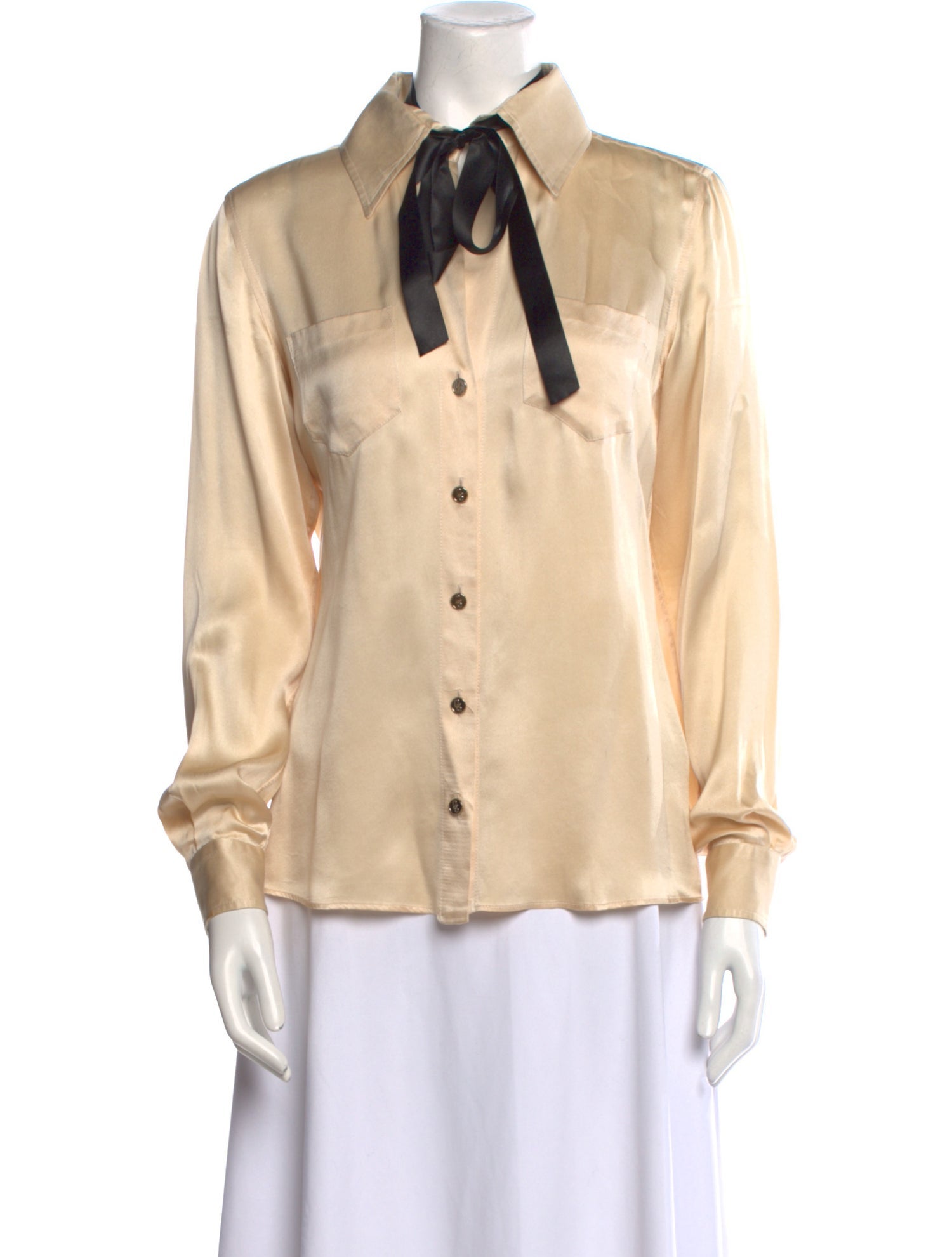 Dolce & Gabbana Silk Long Sleeve Button-Up Top