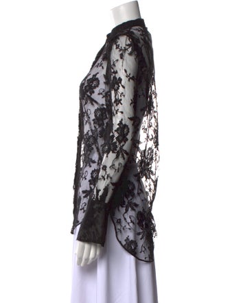 Dolce & Gabbana Lace Pattern Mock Neck Button-Up Top