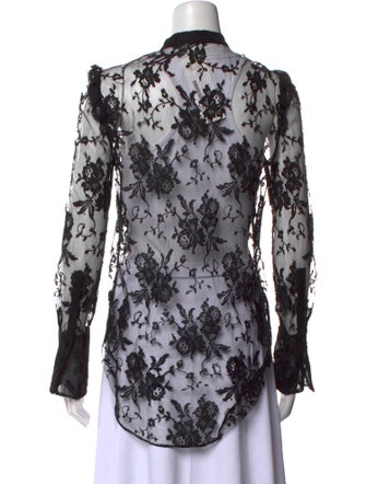 Dolce & Gabbana Lace Pattern Mock Neck Button-Up Top