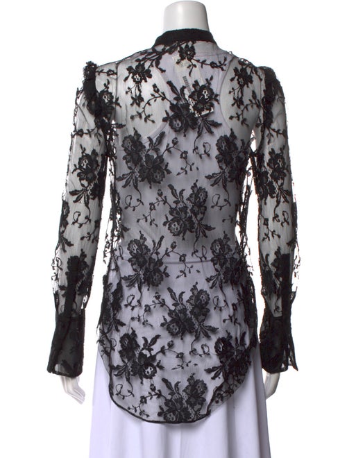 Dolce & Gabbana Lace Pattern Mock Neck Button-Up Top