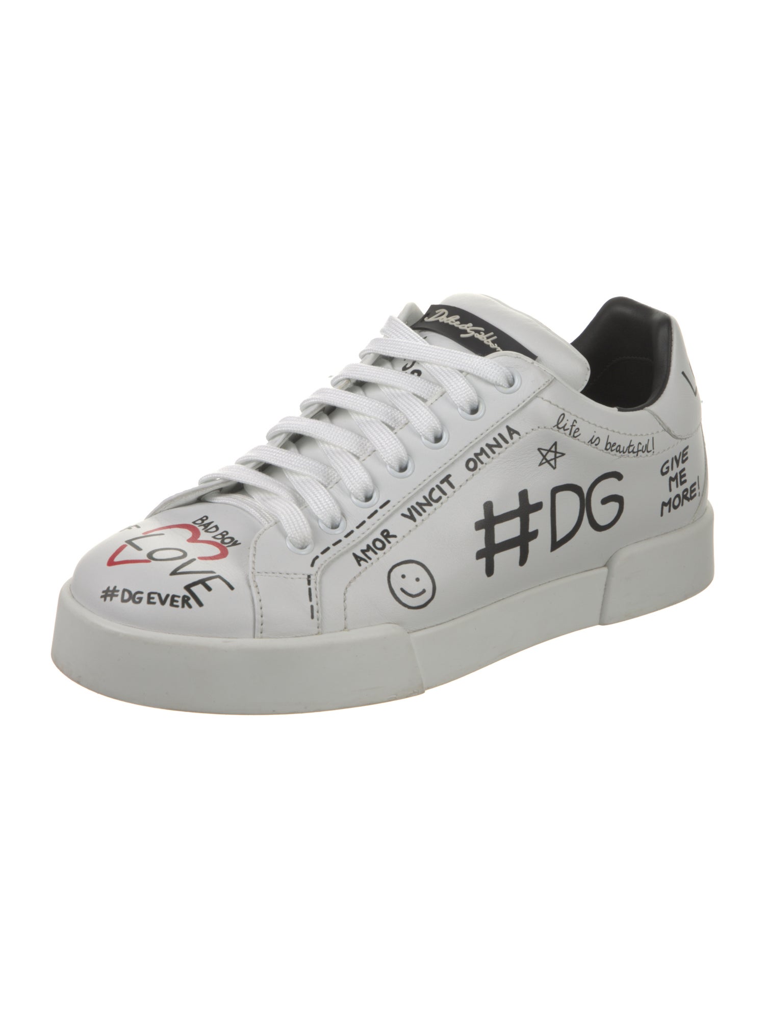 Dolce & Gabbana Leather Printed Sneakers