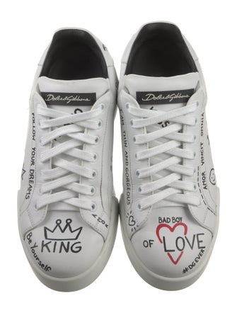 Dolce & Gabbana Leather Printed Sneakers
