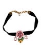 Dolce & Gabbana Crystal, Faux Pearl & Enamel Velvet Rose Heart Choker
