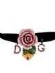 Dolce & Gabbana Crystal, Faux Pearl & Enamel Velvet Rose Heart Choker
