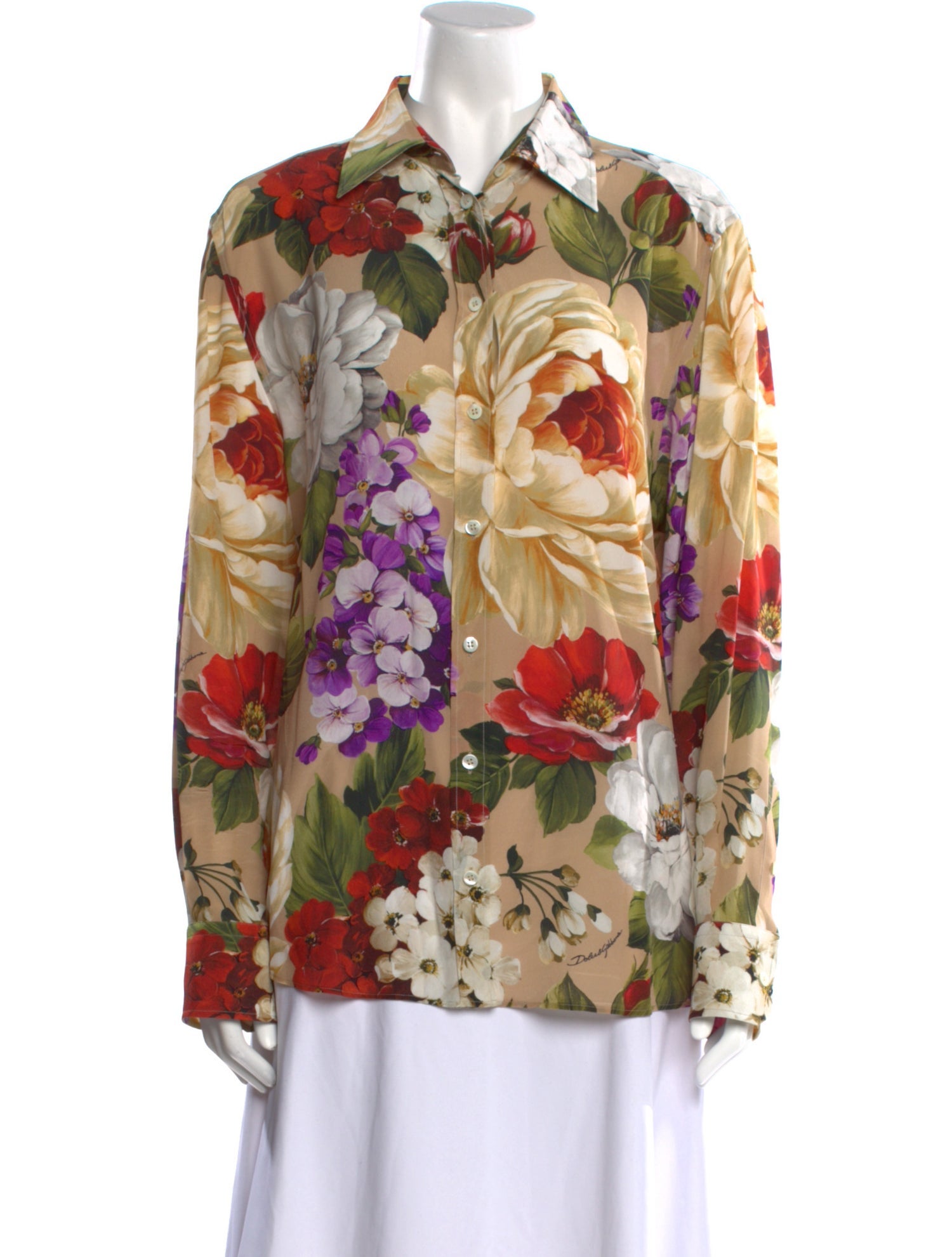 Dolce & Gabbana Silk Floral Print Blouse