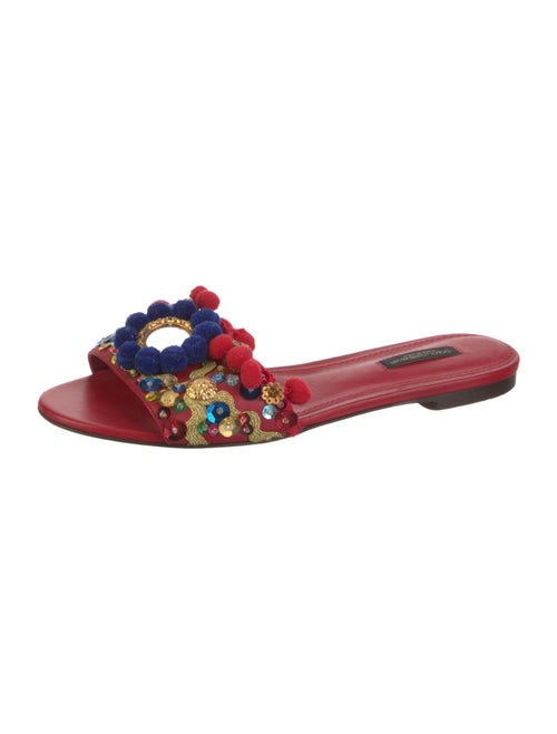 Dolce & Gabbana Leather Floral Print Slides