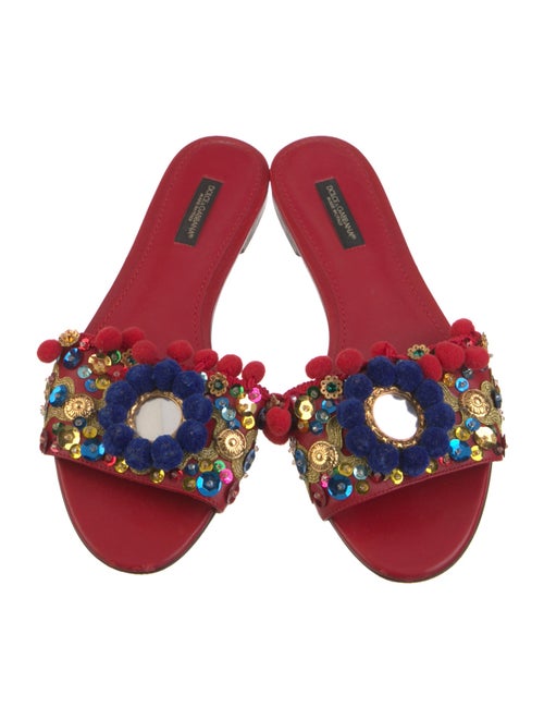 Dolce & Gabbana Leather Floral Print Slides