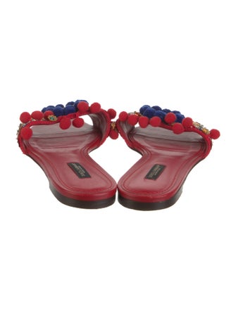 Dolce & Gabbana Leather Floral Print Slides