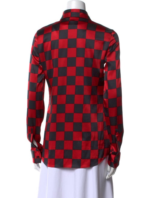 Dolce & Gabbana Silk Plaid Print Button-Up Top