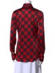 Dolce & Gabbana Silk Plaid Print Button-Up Top