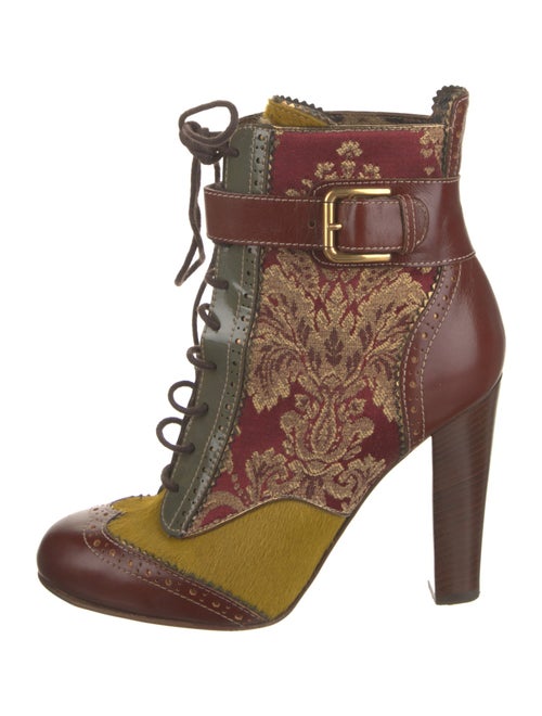 Dolce & Gabbana Leather Printed Lace-Up Boots