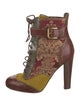 Dolce & Gabbana Leather Printed Lace-Up Boots