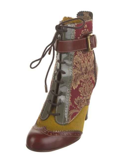 Dolce & Gabbana Leather Printed Lace-Up Boots