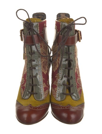 Dolce & Gabbana Leather Printed Lace-Up Boots
