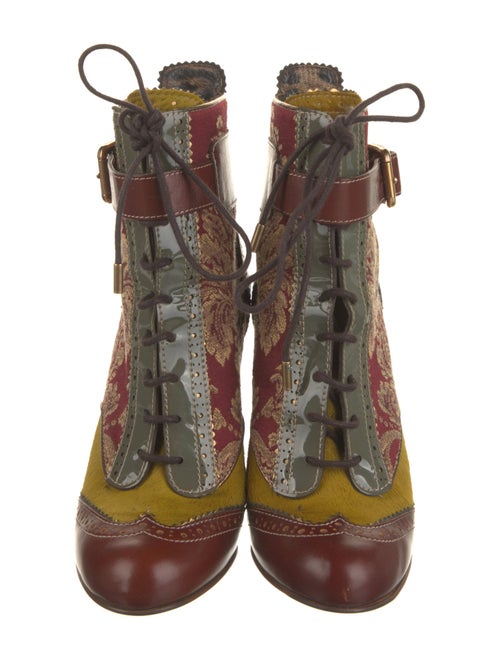 Dolce & Gabbana Leather Printed Lace-Up Boots