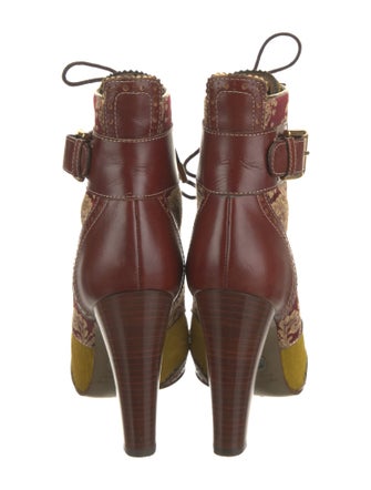 Dolce & Gabbana Leather Printed Lace-Up Boots