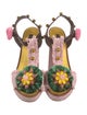 Dolce & Gabbana Raffia Studded Accents T-Strap Sandals