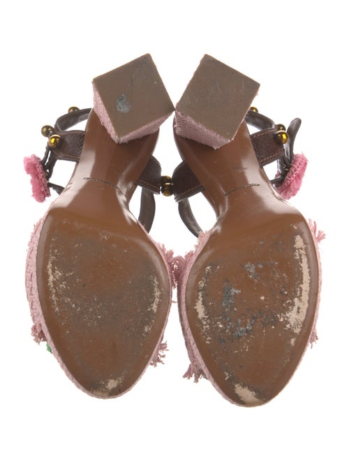 Dolce & Gabbana Raffia Studded Accents T-Strap Sandals