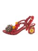 Dolce & Gabbana Leather Floral Print Slingback Sandals