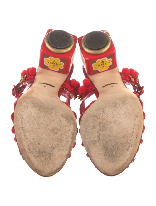 Dolce & Gabbana Leather Floral Print Slingback Sandals