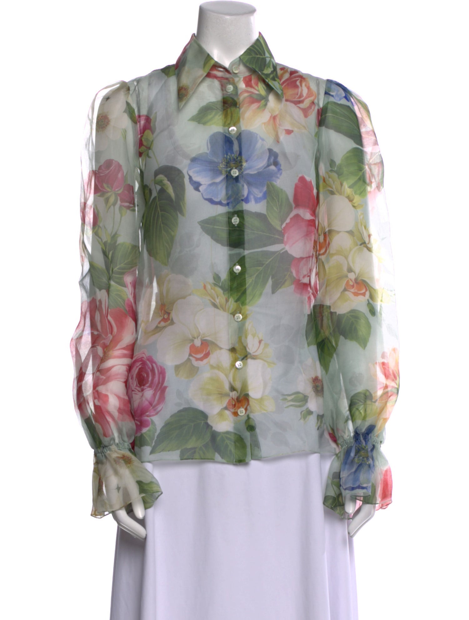 Dolce & Gabbana Silk Floral Print Blouse