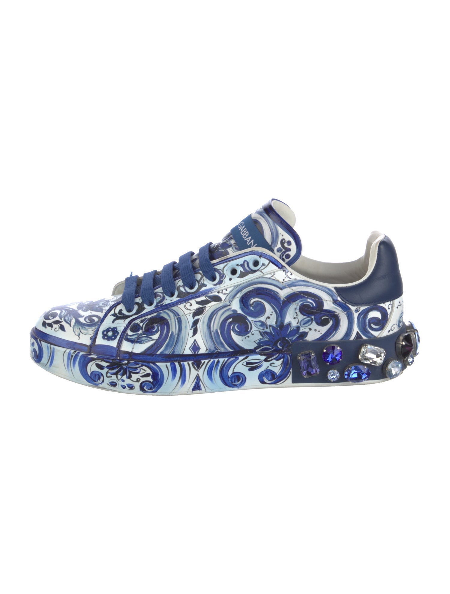 Dolce & Gabbana Majolica Print Leather Sneakers